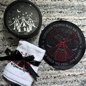 Night Circus Inspired Bundle. Owlcrate Fairyloot. Clock, mouse pad, face towel